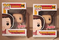 Front view of two new Funko POP! Richard Simmons figures in sealed boxes, Target exclusive, number 59.