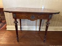 Front elevation view showing full desk profile