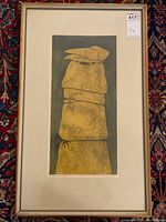 Full view of framed lithograph titled ‘Inmate’ showing entire print, mat, and frame.