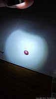 Oval natural red star ruby gemstone under focused light showing star effect