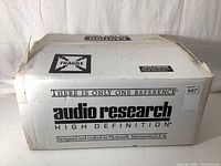 Outer shipping carton labeled Audio Research High Definition with model reference text.