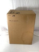 Outer corrugated cardboard box with handwritten ‘EMB-62 (black?)’ and seller markings
