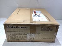 Front of sealed cardboard box showing brand name and list of functions and features.