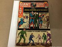 Front cover of the 1971 Superman Giant #140 comic book showing colorful artwork with Superman and Jimmy Olsen and various story elements.