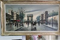 Full front view of the framed painting showing overall composition