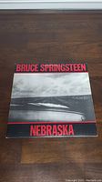Front cover of Bruce Springsteen Nebraska vinyl record showing photo and text.