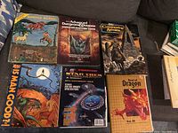 Top view of all six items laid out on a dark surface showing overall lot contents.