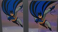 Pair of Batman promotional prints side by side