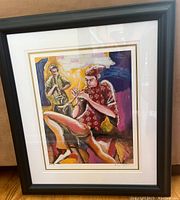 Front view of the framed art print showing two musicians playing wind instruments in a colorful, stylized manner.