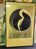 Full view of framed Erté print showing design, matting and frame.