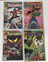 Four Marvel Nightcrawler comics #1-4 arranged in a 2x2 grid, each bagged and boarded. Issue covers clearly visible showing Nightcrawler and other characters.