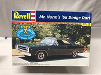 Front of the Revell model kit box featuring Mr. Norm's 1968 Dodge Dart car image and branding