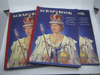 Three 1953 Royalty commemorative scrapbooks featuring Queen Elizabeth II on cover.