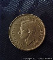 Obverse side of the 1937 Canadian Dot Nickel coin featuring King George VI's profile.