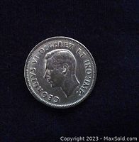 Obverse of 1940 Canadian nickel showing King George VI profile and inscription