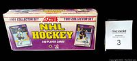 Front view of sealed 1991 Collector Set NHL Hockey Card box showing branding and seal condition