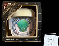 Black and pink branded cardboard box with window showing molded plastic Skydome replica with baseball field inside.