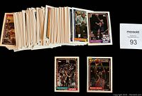 Photo showing a spread of basketball cards from the 1992-93 Topps Series #2 set, including visible cards of David Robinson (Spurs) and Michael Jordan (Bulls).