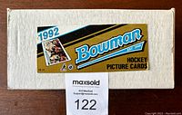 Sealed box with 1992 Bowman Hockey Picture Cards label showing it contains 36 ct.