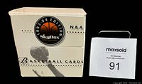 Box packaging for 1993-94 Skybox Premium Basketball Cards NBA set showing dated branding and logo