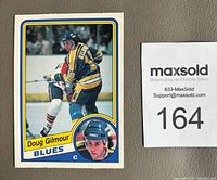Front of the Doug Gilmour 1984-85 OPC rookie card showing player image and team info.