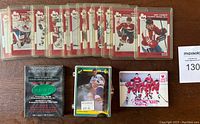 Photo showing loose hockey cards from 1991 Classic set and sealed box packaging including Parkhurst Emerald Ice and Red Ace Russian Stars sets.