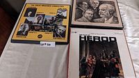 Photo showing three vinyl album covers: 'The Play of Herod', 'The Great Bruckner Conductors', and a classical portrait album with illustrated composers.