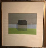 Full front view of framed serigraph showing mat and frame.
