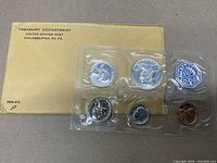 Original tan Treasury Department envelope from United States Mint Philadelphia 1959, labeled '1959 - P.C. P'.