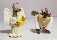 Both Scooby Doo and Tasmanian Devil angel ornaments shown, front view.