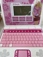 Open view of Barbie B-Smart computer showing screen, keyboard, and function buttons