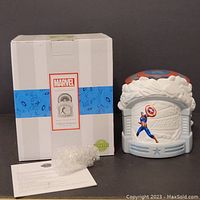 Boxed Scentsy Marvel Captain America warmer with included instructions and bubble wrap protecting bulb