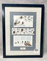 Framed collectible showing the mounted display of Arctic-themed stamps and text, with black frame and gray matting visible.