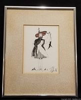 Front view of matted and framed pen & ink drawing