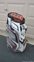 Full view of the Callaway golf bag showing the side pockets, branding and overall appearance