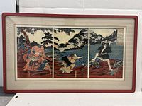 Full front view of framed triptych