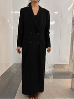 Front view on model showing full length and fit