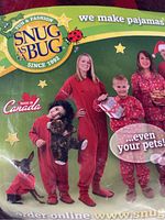 Packaging showcasing the Snug As A Bug brand and slogan about making pajamas even for pets.