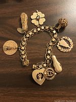 Full bracelet laid flat showing chain style and all charms