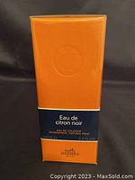 Front image of the Hermes Eau de Citron Noir box showing branding, size, and product name.