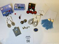 Overview photo of assorted costume earrings in various styles and colors