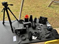 Overview of all lighting equipment displayed on table