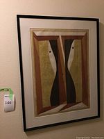 Frontal view of framed abstract art print