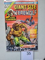 Front cover of Giant-Size Werewolf #4 comic book, shows vibrant artwork, titles, and details of publication