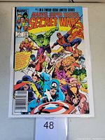 Front cover of Marvel Super Heroes Secret Wars #1 comic book showing multiple Marvel Characters with title and price