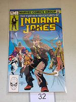 Front cover of The Further Adventures of Indiana Jones #1 comic book showing Indiana Jones with whip and adventurer gear.