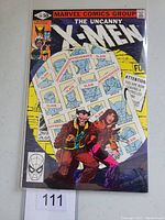 Front cover of The Uncanny X-Men #141 comic book in protective sleeve showing key characters and markings indicating story elements.