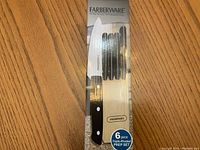 Packaging of Farberware 6-piece prep set showing knife handles and blades in box