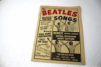 Front cover showing 1964 Beatles Songs publicity publication with red and black text and photos of the band members.