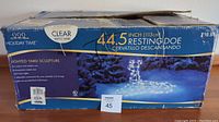Photo showing the front of the box with product name, lighted yard sculpture details, and size of 44.5 inches
